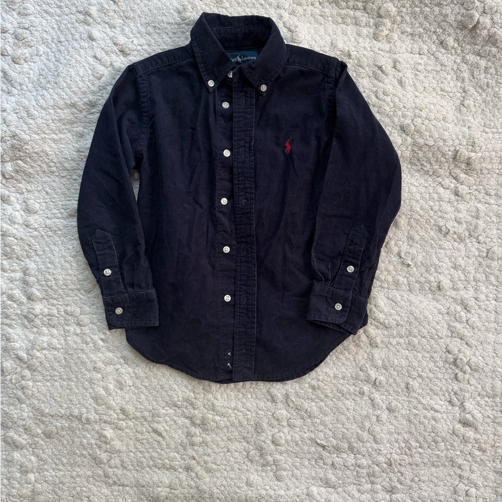 Ralph Lauren Boys Dark Navy Corduroy Button-Down Shirt size 4T